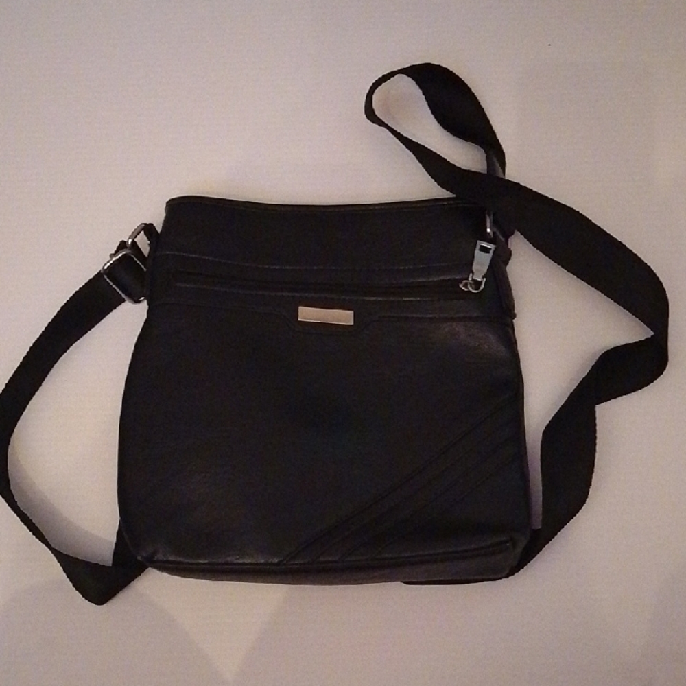 Black Leather Men's Crossbody Bag